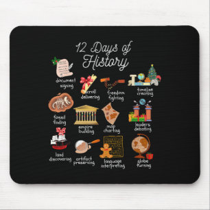 12 Day Of History Teacher Christmas Social Studies Mouse Pad