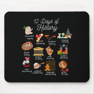 12 Day Of History Teacher Christmas Social Studies Mouse Pad