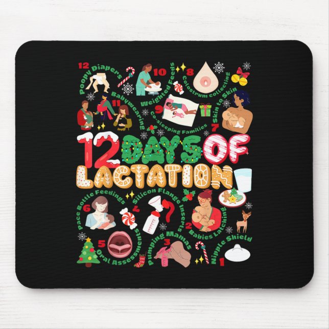 12 Day Of Ibclc Lactation Consultant Breastfeeding Mouse Pad (Front)