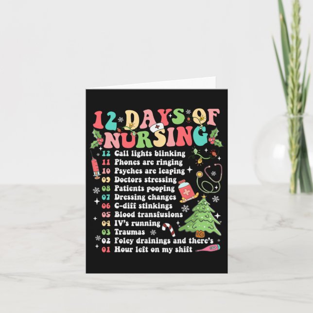 12 Day Of Nursing Hospital Christmas Nurse Xmas Ni Card (Front)