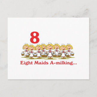 12 days eight maids a-milking postcard
