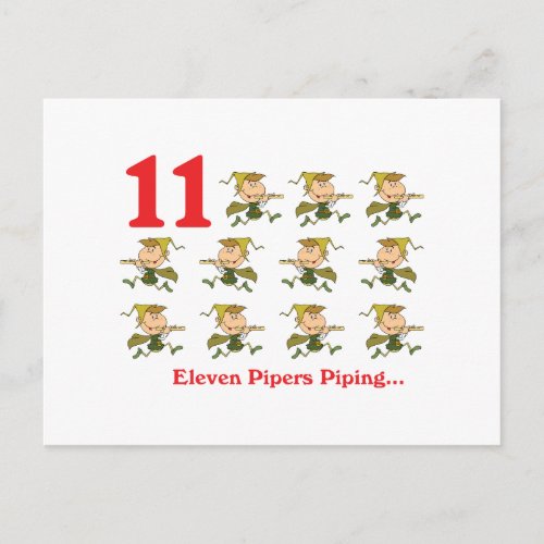 12 days eleven pipers piping postcard