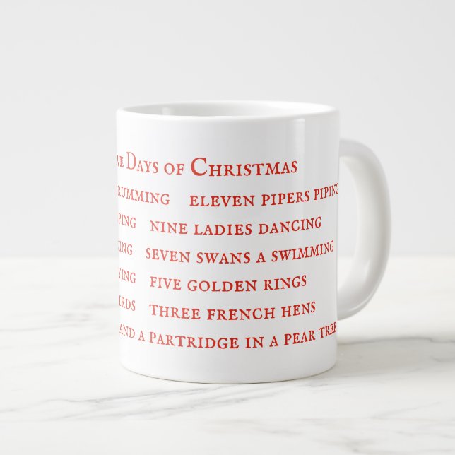12 DAYS LYRICS Big White Mug  (Front Right)