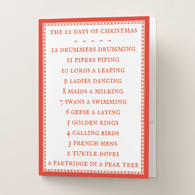 12 DAYS LYRICS Pocket Folder  (Front)