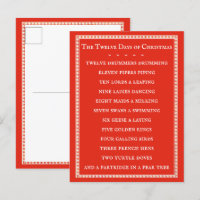 12 DAYS LYRICS Postcard / Red
