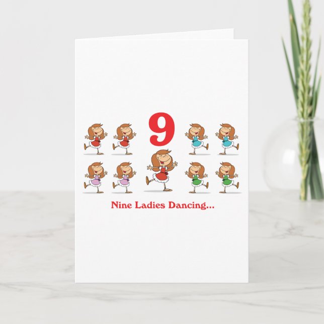 12 days nine ladies dancing holiday card (Front)
