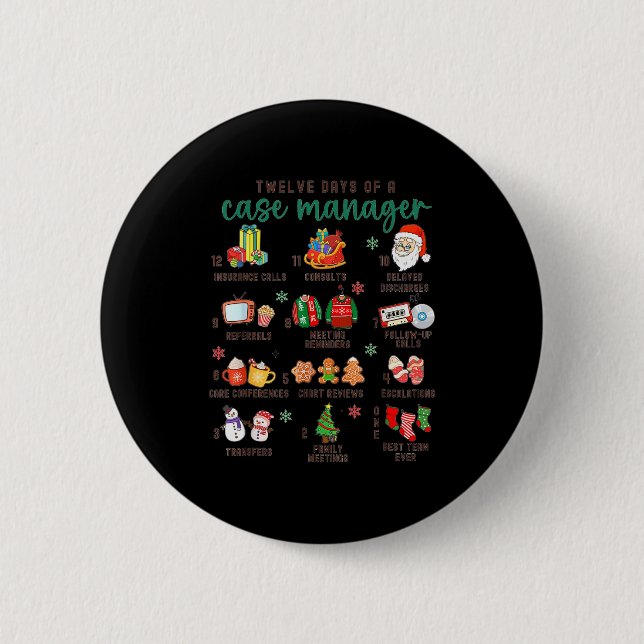 12 Days Nurse Case Management Christmas Case Manag Button (Front)