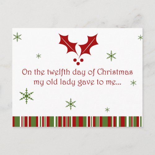 12 Days of a Redneck Christmas Holiday Postcard