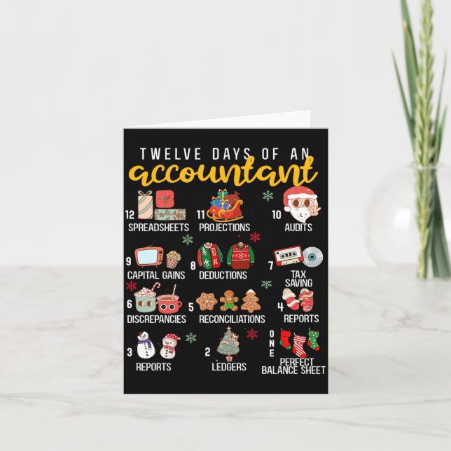 12 Days Of An Accountant, Xmas Party, Funny Accoun Card (Front)