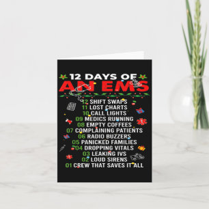 12 Days Of An Ems Emt Icu Nurse Christmas Xmas Fun Card