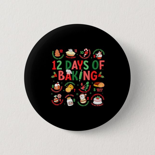 12 Days Of Baking Baker Christmas Cook Chef Baking Button (Front)