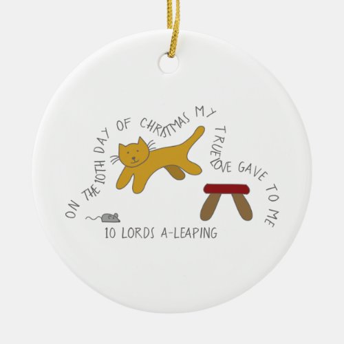 12 Days of Catmas 10 Lords_a_Leaping Cat Photo Ceramic Ornament