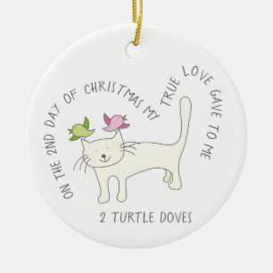 12 Days of Catmas 2 Turtle Doves Cat Photo Ceramic Ornament