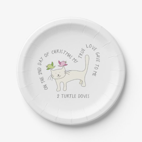 12 Days of Catmas 2 Turtle Doves Christmas Paper Plates