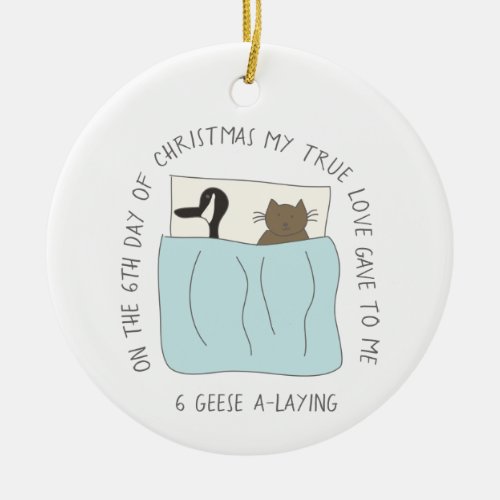 12 Days of Catmas 6 Geese_a_Laying Cat Photo Ceramic Ornament