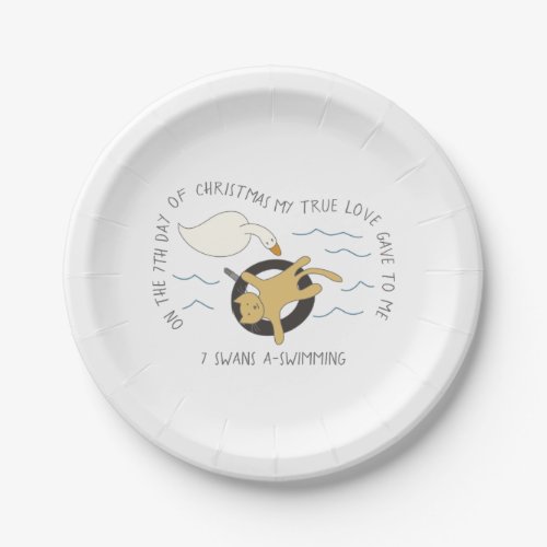 12 Days of Catmas 7 Swans_a_Swimming Christmas Paper Plates