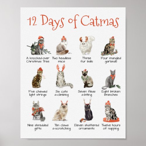 12 days of Catmas Christmas Cat poster print
