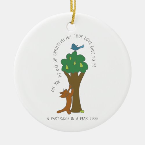 12 Days of Catmas Partridge in a Pear Tree Photo Ceramic Ornament