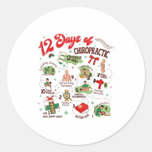 12 Days Of Chiropractic Christmas Chiropractor Classic Round Sticker