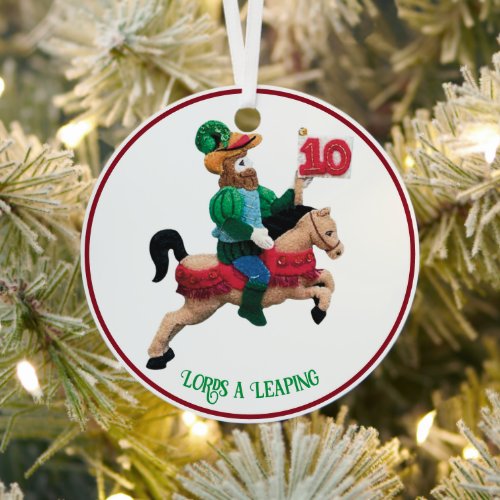 12 Days of Christmas 10 Lords Leaping Personalize Metal Ornament