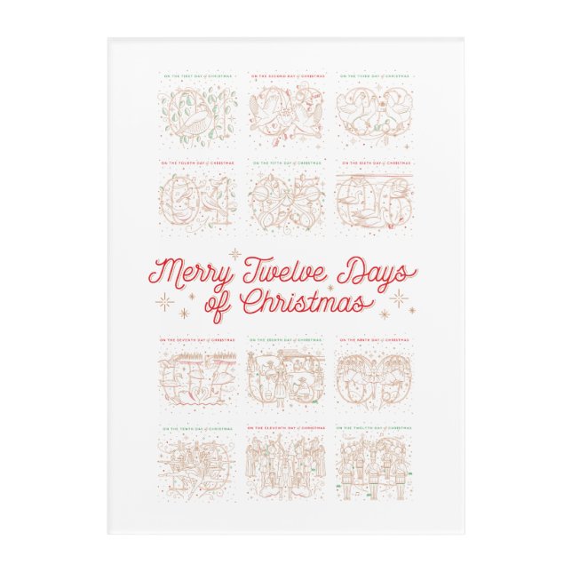 12 Days of Christmas 10x14 Acrylic Print (Front)