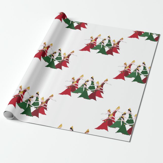 12 Days of Christmas 9 Ladies Dancing Wrapping Paper (Unrolled)
