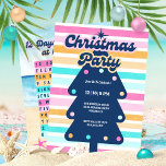 12 Days of Christmas at the Beach Retro Party Invitation<br><div class="desc">Make a splash with these coastal invitations that blend the magical charm of Christmas with the laid-back vibes of a beach holiday. The front side is designed in a retro style and features colorful stripes and a vintage Christmas tree with your party details in the center. The reverse side features...</div>