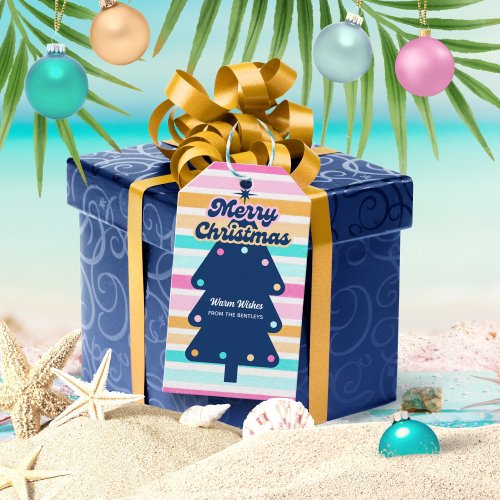 12 Days of Christmas at the Beach Retro Tropical  Gift Tags