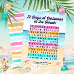 12 Days of Christmas at the Beach Retro Tropical Holiday Card<br><div class="desc">Jingle all the way to the shoreline with this '12 Days of Christmas at the Beach' card! This card adds a fun tropical twist to the traditional carol and captures the coastal charm of the beach. Showcasing original artwork, this card is filled with holiday humor that will surely bring a...</div>