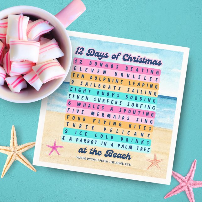 12 Days of Christmas at the Beach Retro Tropical Napkins (Creator Uploaded)