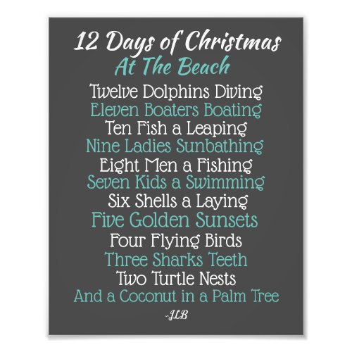 12 Days of Christmas Beach lovers sign