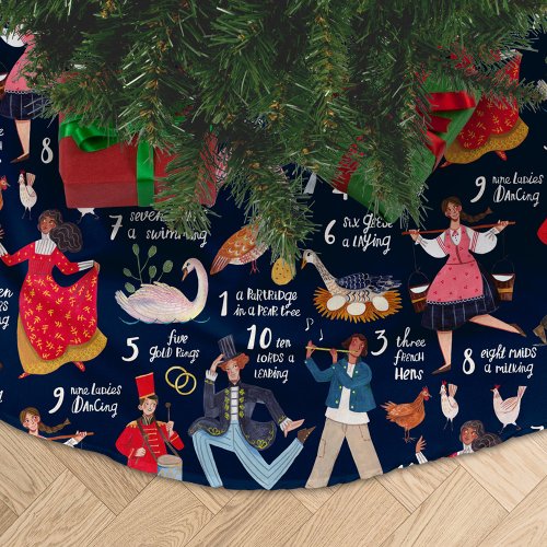 12 Days of Christmas Brushed Polyester Tree Skirt
