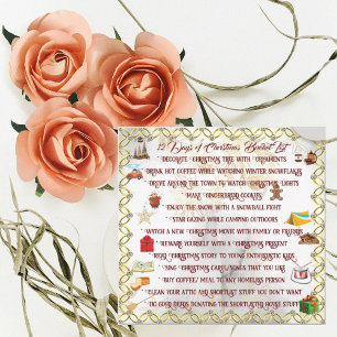 12 Days of Christmas Bucket List Cute Holiday Card