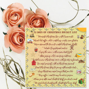 12 Days of Christmas Bucket List Cute Holiday Card