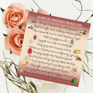 12 Days of Christmas Bucket List Cute Holiday Card