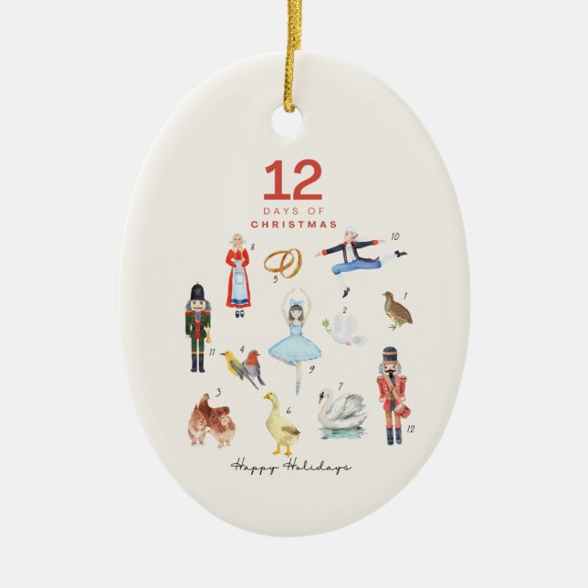 12 DAYS OF CHRISTMAS  CERAMIC ORNAMENT (Front)