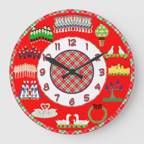 12 days of christmas clock red and white