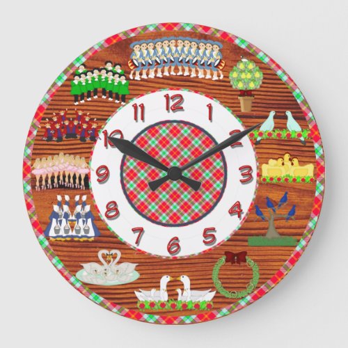 12 days of christmas clock wood and plaid