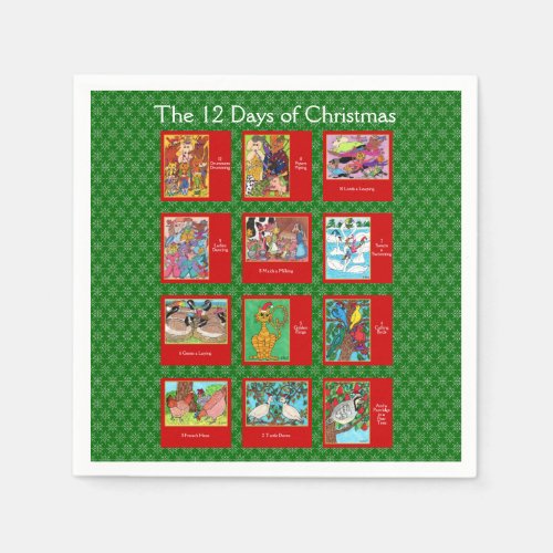 12 Days of Christmas Cute Animals Paper Napkins