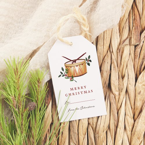 12 Days Of Christmas Drum Traditional Gift Tags