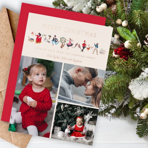 12 Days of Christmas ecru Photo Holiday Card