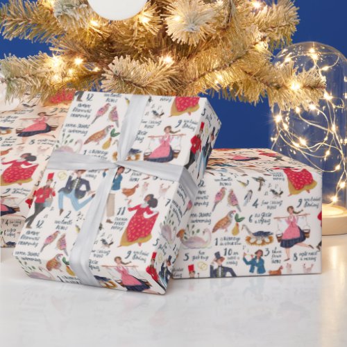 12 Days of Christmas ecru Wrapping Paper