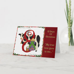 12 Days of Christmas Eight Maids A Milking Holiday Card