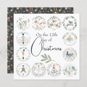 12 Days of Christmas Elegant Holiday Card