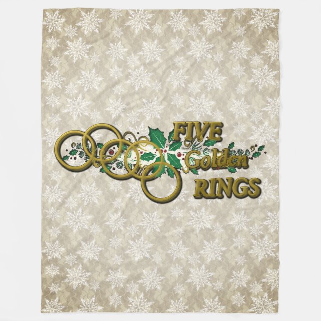 12 Days of Christmas-Five Golden Rings Fleece Blanket (Front)
