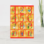 12 Days of Christmas Folk Art Merry Christmas Holiday Card