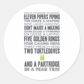 12 Days of Christmas | green Classic Round Sticker