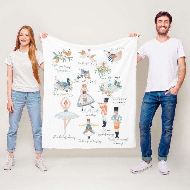 12 Days of Christmas Holiday Fleece Blanket (In Situ)