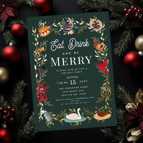 12 Days of Christmas Holiday Party Invitation Foil Invitation