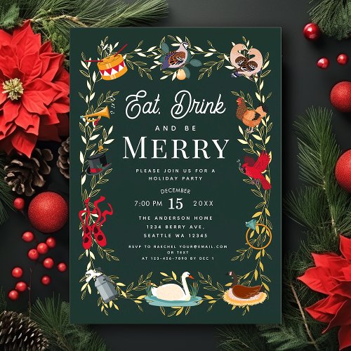 12 Days of Christmas Holiday Party Invitation Foil Invitation